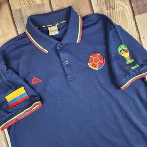 Adidas Fit Storm Polo Shirt Mens XXL FIFA World Cup‎ Brasil 2014 Columbia Flag
